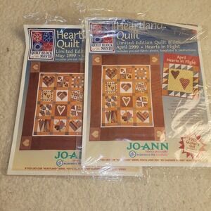 2 JoAnn Heartland Quilt Block of the Month April 1999 Hearts in Flight Kit
